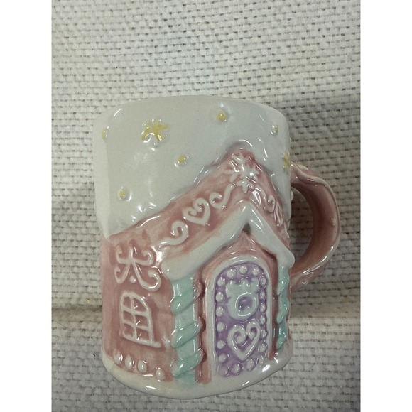 Unbranded Other - Pink Gingerbread House Ceramic Mug Pastel Cottagecore Whimsical Coffee Cup